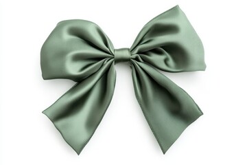 Naklejka premium Elegant green satin bow isolated on white background for decoration and gift wrapping.