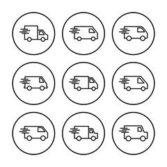 Fast shipping delivery truck icon vector. Delivery truck icon. fast delivery icon