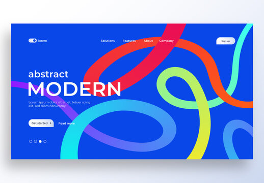 Modern Website with Colorful Gradient Curved Lines