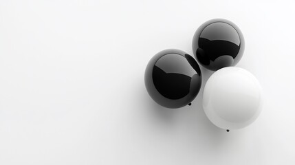 Minimalist spheres arrangement in contrasting dark and bright tones