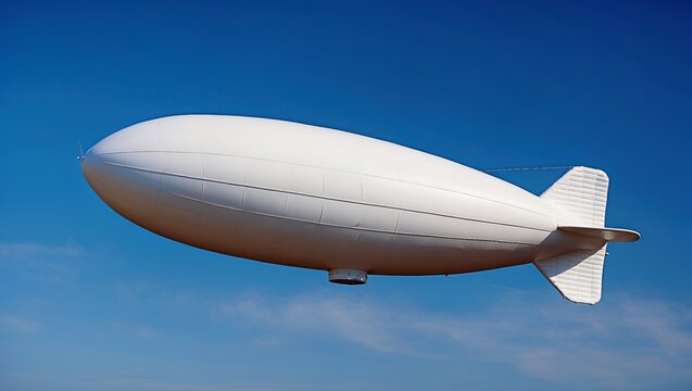 White blimp in blue sky blank canvas for ads