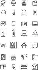 Outline icon set of furniture and devices