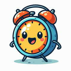 cartoon clock vector illustration on white background