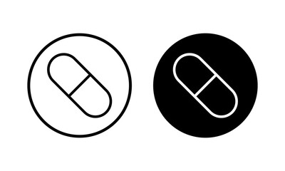 Pills icon vector illustration. capsule icon. Drug sign and symbol