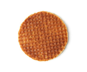 One tasty Dutch waffle isolated on white