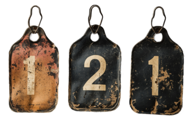 Old race number bibs on a corkboard, showing signs of use and preserving the spirit of past athletic events isolated on white background PNG