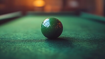 Green billiard ball on a pool table