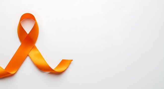 Awareness ribbon orange symbol of support and solidarity on a clean white background for advocacy use