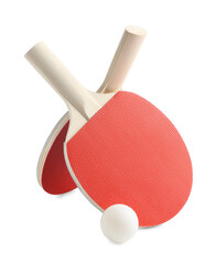 Ping pong rackets and ball isolated on white