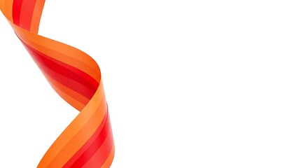 Fototapeta premium Abstract orange and red ribbon swirl on white background for graphic design and decoration use case