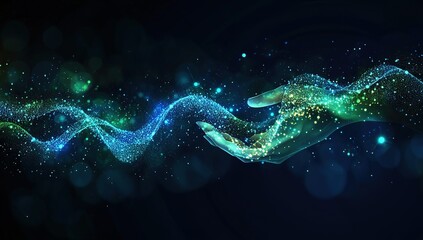 Abstract Glowing Hand With Energy Wave