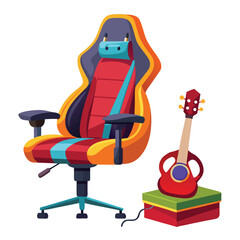 Six classic gaming chair instrument isolated on white background