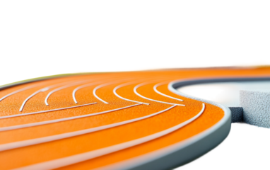 Miniature Olympic stadium model with detailed track and field layout, perfect for collectors and fans isolated on white background PNG
