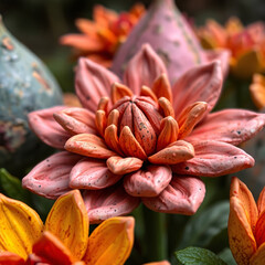 Vibrant colorful flower garden with visible brushstrokes and soft lighting &ndash; artistic impressionist style painting
