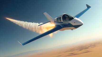 Futuristic jet propulsion in a desert sky.
