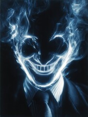 A smoky, sinister face obscured by swirling vapor.