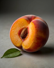 Fresh Peach with Pit Exposed