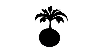 Silhouette Turnip Cartoon Icon Design Isolated on White Background for Creative Projects