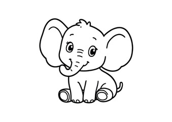 Naklejka premium Cute Elephant Coloring Page A4 | Black & White Printable Artwork for Kids