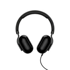 Obraz premium Elegant black headphones stylish audio device music listening accessory on transparent background
