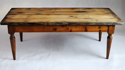Wooden table with a burn mark on it