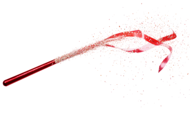 Sparkling ribbon twirling from a parade baton mid-air adding flair to the performance isolated on white background PNG