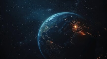 Obraz premium Abstract Earth In Space With Fire Effects