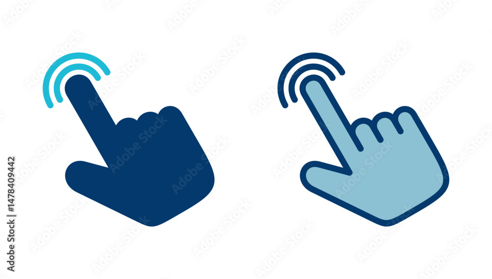 Poster hand cursor icon vector isolated on white background. hand click icon. finger pointer vector