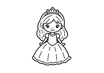 Fototapeta premium Princess Coloring Page A4 | Black & White Printable Artwork for Kids