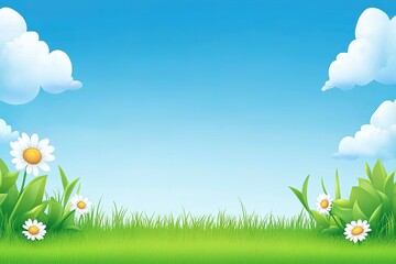 Spring Meadow Landscape Illustration