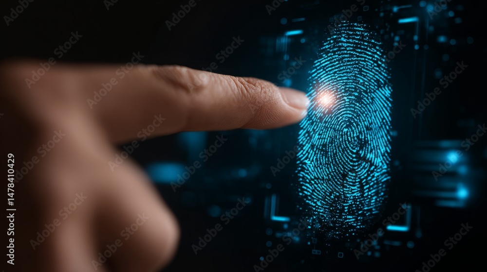 Poster biometric fingerprint scan unlocking system with finger pressing sensor