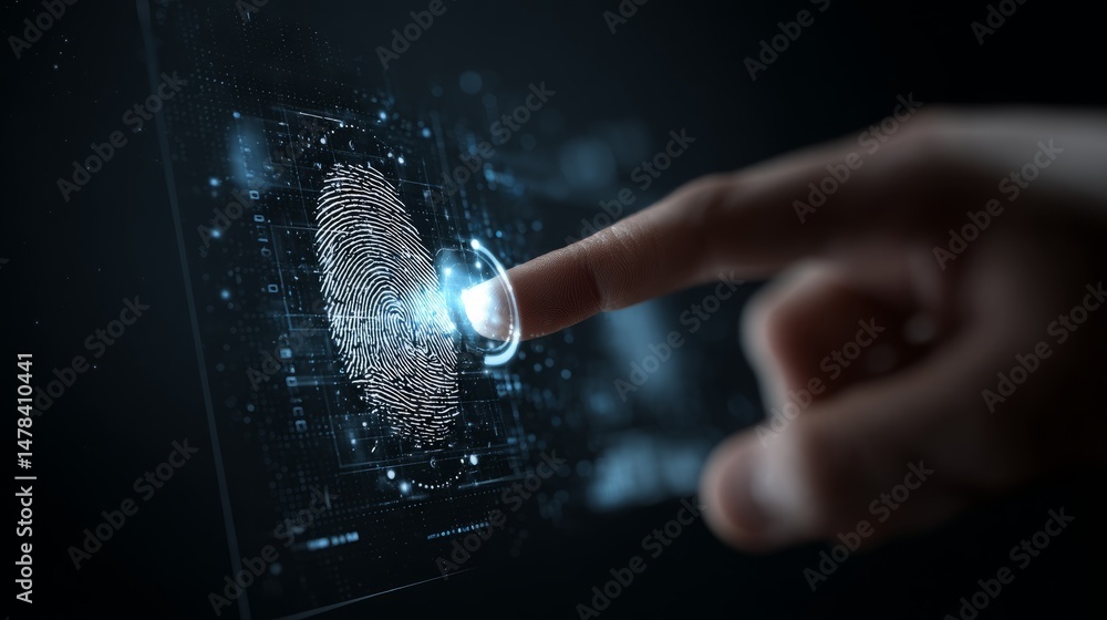 Poster biometric fingerprint scanner technology with digital security access