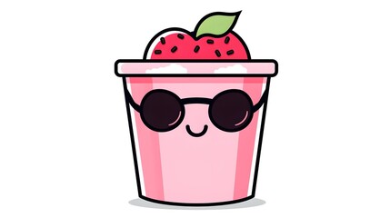 Silhouette Happy Tools Cup Kawaii with Sunglasses in a Playful and Creative Concept