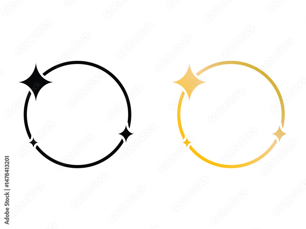 Poster aesthetic circle frame with stars shapes symbol icon design vector isolated transparent background