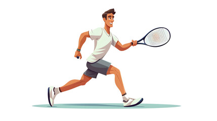 Professional tennis player in action with racket and sportswear on court