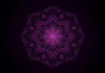 Intricate purple floral mandala pattern glows on a dark backdrop.