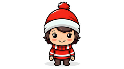 Obraz premium Festive Merry Christmas Portrait of Little Boy in Santa Hat and Sweater