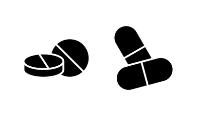 Pills icon logo design. capsule icon. Drug sign and symbol