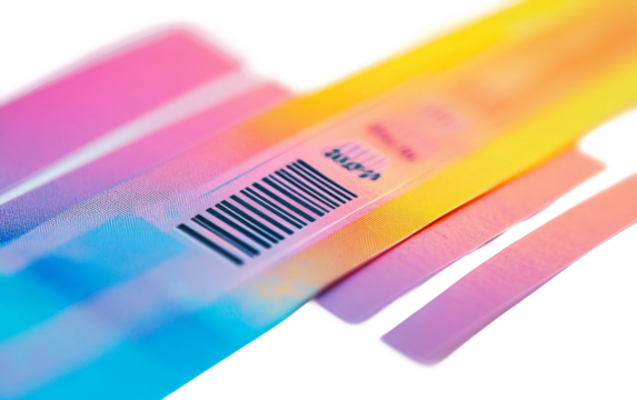 Olympic event pass captured in macro view highlighting barcode and layout isolated on white background PNG