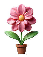 Fototapeta premium pink flower in a pot isolated on transparent background