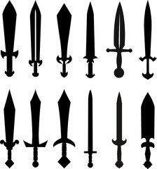 swords silhouettes drawing set
