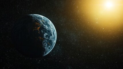 Obraz premium A planet casting a long shadow in space