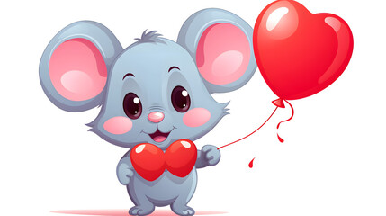 Cute Mouse with Helium Balloons Cartoon Vector Illustration in Field Setting