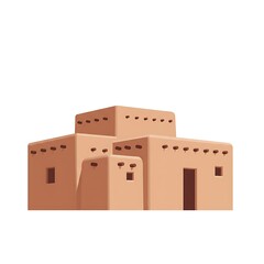 Adobe house illustration isolated on white background