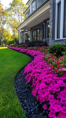 Naklejka premium Lush landscaping in front of a home