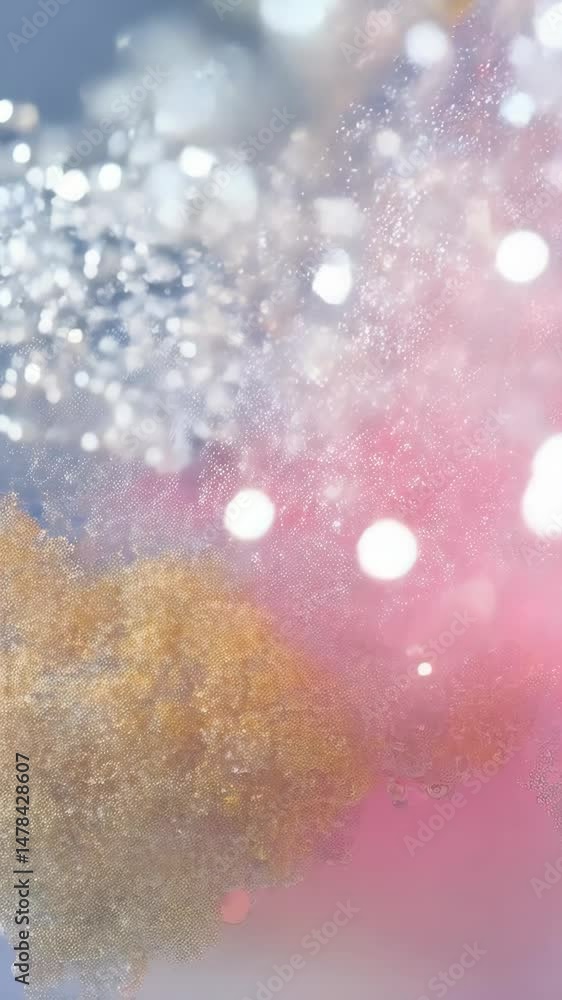 Poster bubbles under pink, light, and gentle surface with sparkles creating elegant artistic and delicate p