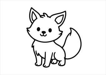 Cute Fox Coloring Page A4 – Printable Black and White Kids Artwork