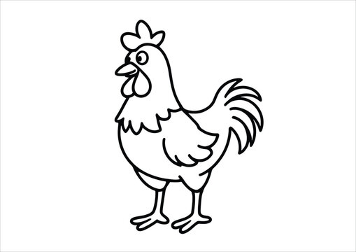 Rooster Coloring Page &ndash; A4 Black and White Printable Artwork for Kids