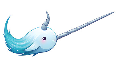 Whimsical Narwhal Cartoon Vector Illustration for Isolated Design Elements