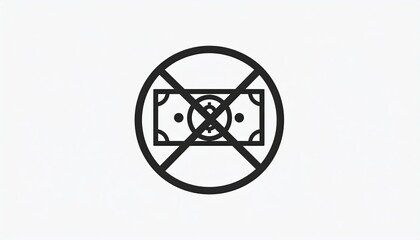 Naklejka premium No Cash Payment Icon – Hand Holding Banknote with Prohibited Symbol for Contactless and Digital Transactions